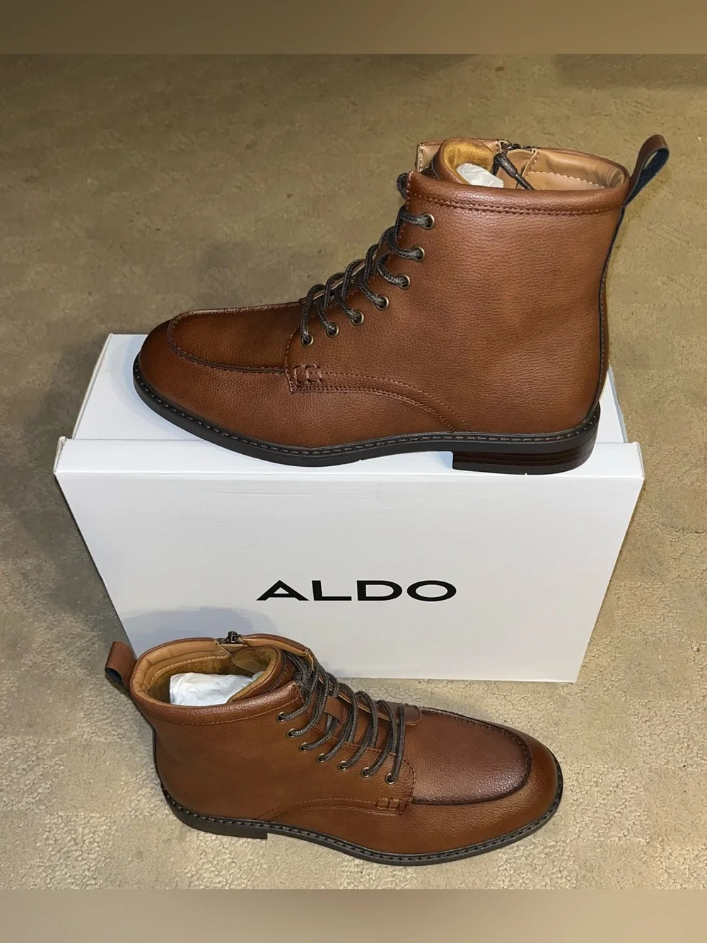 Aldo Knighton Lace Up Boots Tan Almost Brown Men’s Size 10
